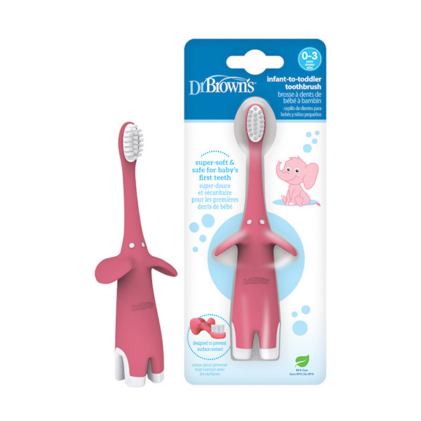 Cepillo de dientes infantil elefante rosa prevención y profilaxis dr. browns
