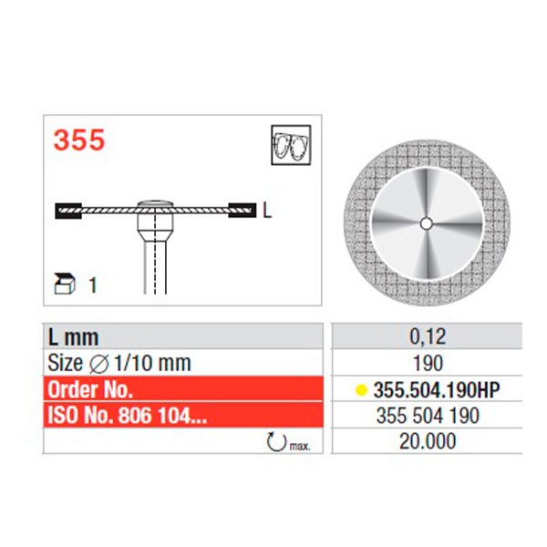 Disco diamante superfino pm 2 lados 190 mm ø 1u. fresas/pulido/discos edenta