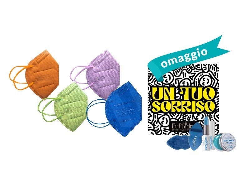 Mascherine ffp2 colorate 20pz + omaggio monouso non marcato