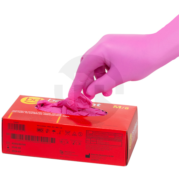 Luvas de nitrilo sem pó rosa 3,4g descartáveis bestdent