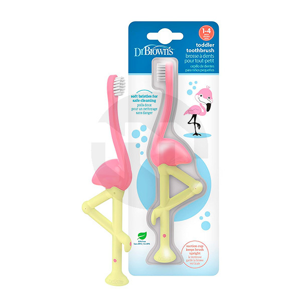 Escova de dentes infantil flamingo profilaxia dr. browns