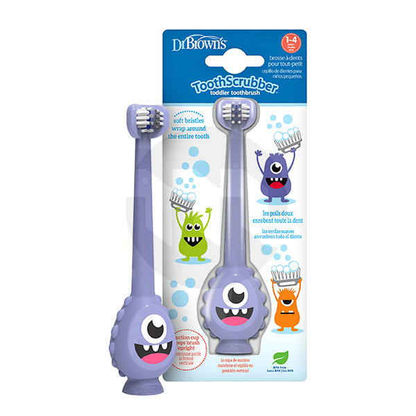 Escova de dentes infantil monstro lilás profilaxia dr. browns