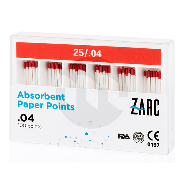 Pontas de papel zarc conicidade n.25 .04 endodontia zarc4endo