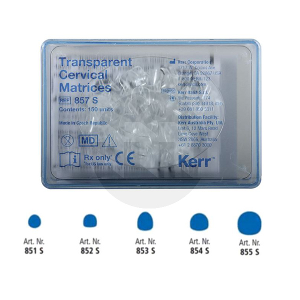 Matrizes cervicais transparentes 150 uds. restauração kerr