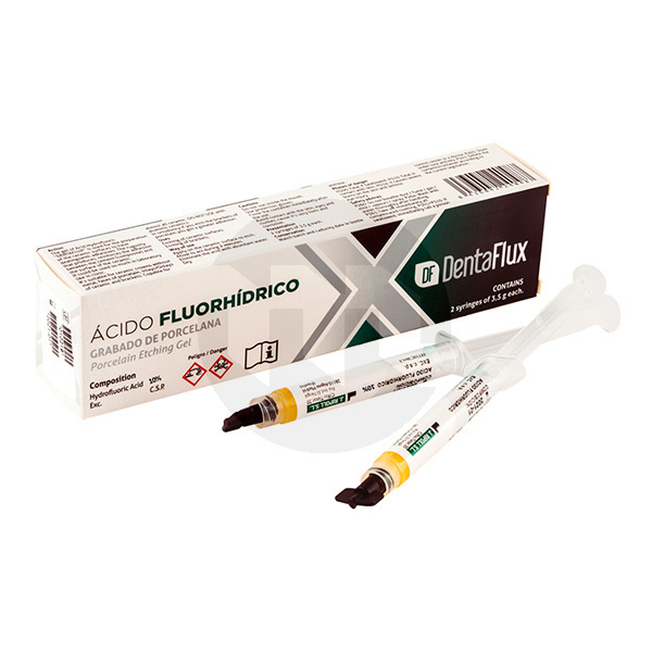Ácido fluorhidrico 20% gel 2x3,5ml dent restauração dentaflux